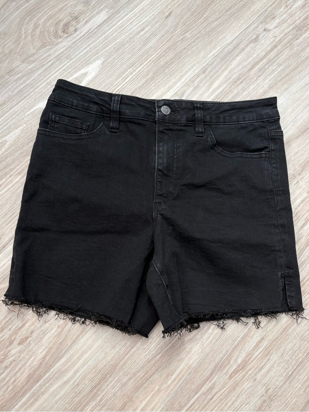 Joe’s Jeans Black Raw Hem Shorts with Side Slits, Size 28